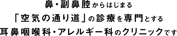 鼻・副鼻腔からはじまる「空気の通り道」の診療を専門とする耳鼻咽喉科・アレルギー科のクリニックです